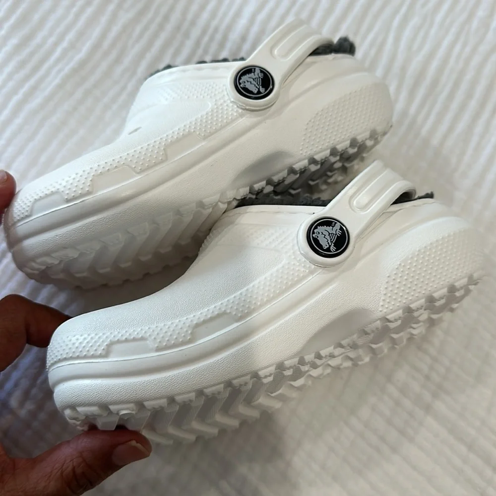 Kids White Clogs with Gray Lining